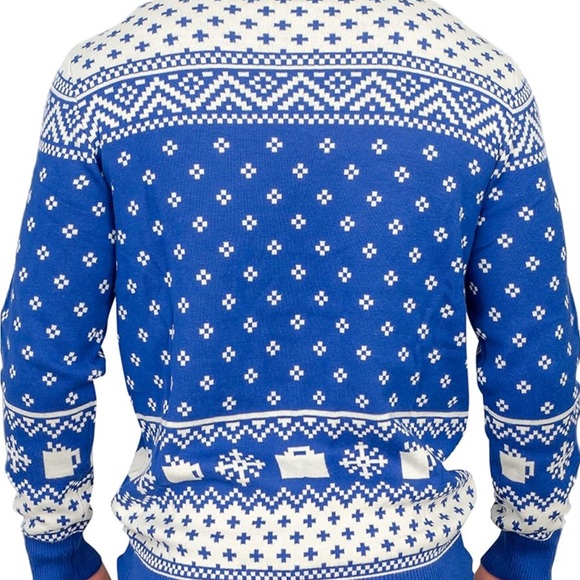 Medium Blue The Office Dunder Mifflin Blue Ugly Christmas Sweater like new - Picture 2 of 2